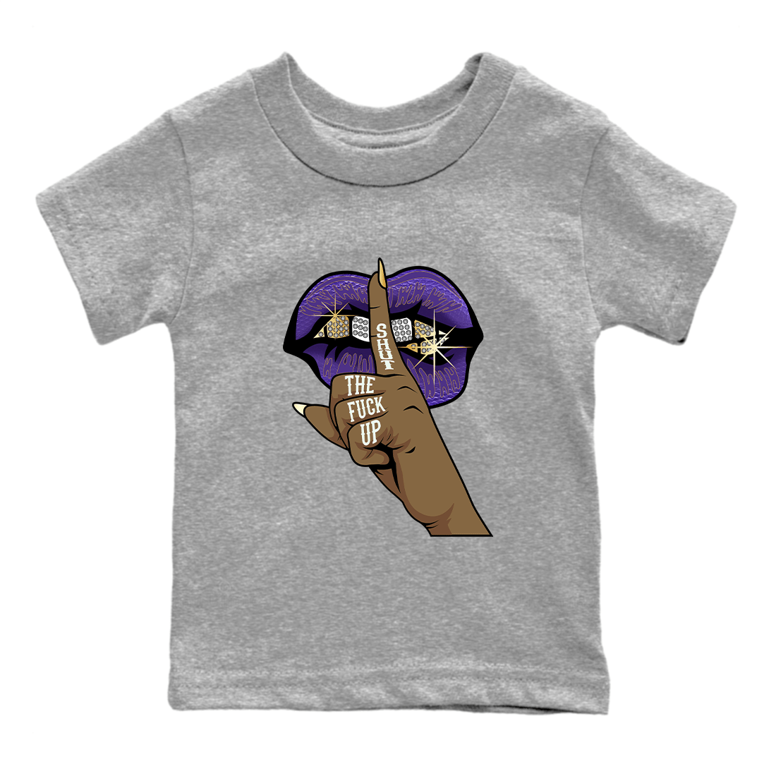 Air Jordan 12 Field Purple Sneaker Match Tees Lips Hand Sneaker Tees Jordan Jordan 12 Lakers Sneaker Release Tees Kids Shirts Heather Grey 2