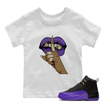 Air Jordan 12 Field Purple Sneaker Match Tees Lips Hand Sneaker Tees Jordan Jordan 12 Lakers Sneaker Release Tees Kids Shirts White 1