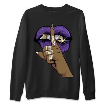 Air Jordan 12 Field Purple Sneaker Match Tees Lips Hand Sneaker Tees Jordan Jordan 12 Lakers Sneaker Release Tees Unisex Shirts Black 2