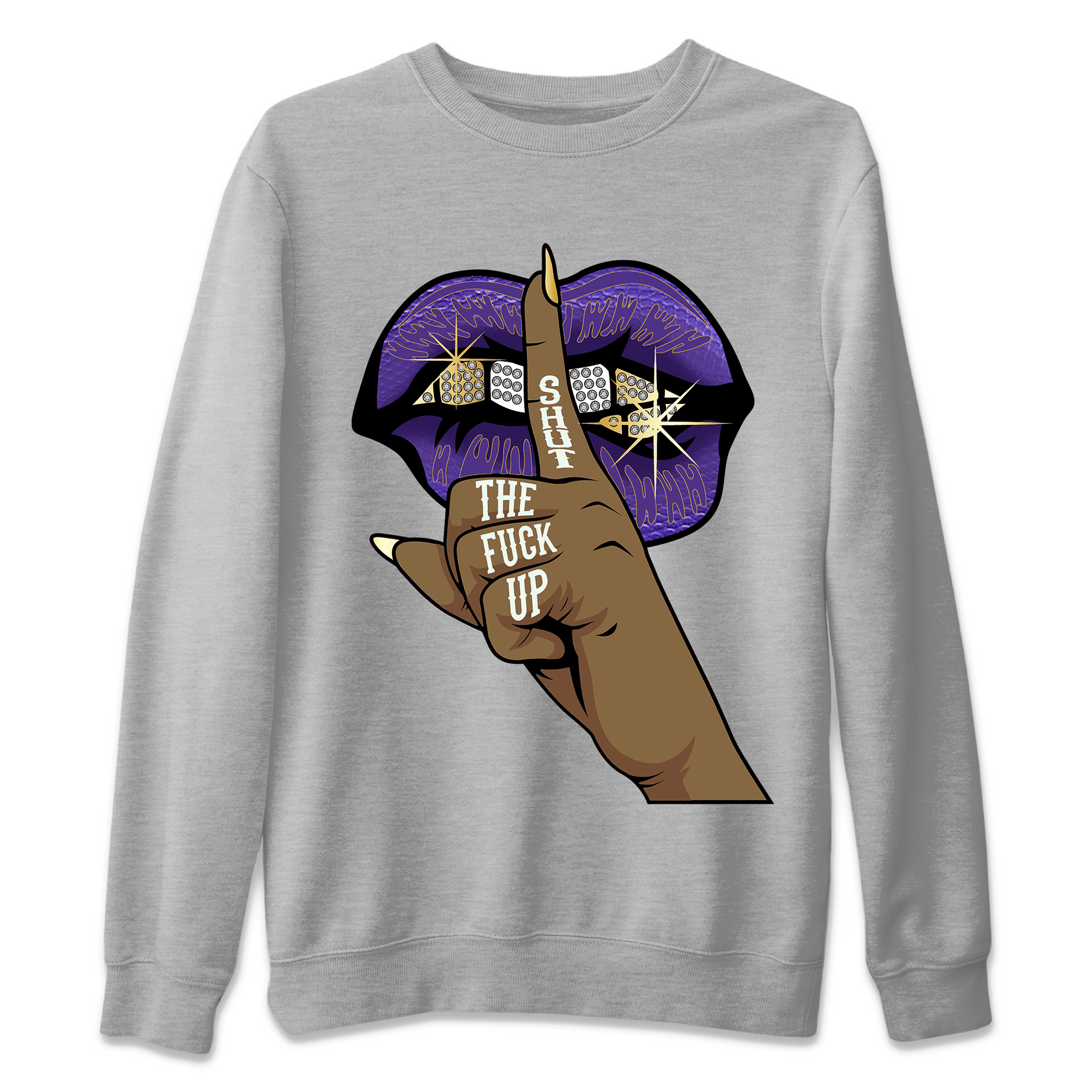 Air Jordan 12 Field Purple Sneaker Match Tees Lips Hand Sneaker Tees Jordan Jordan 12 Lakers Sneaker Release Tees Unisex Shirts Heather Grey 2