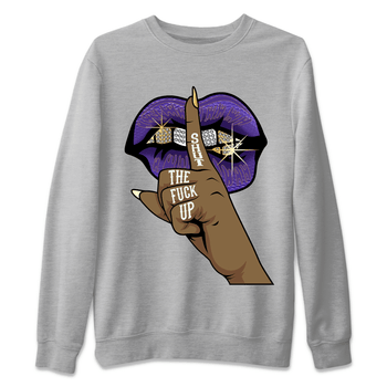 Air Jordan 12 Field Purple Sneaker Match Tees Lips Hand Sneaker Tees Jordan Jordan 12 Lakers Sneaker Release Tees Unisex Shirts Heather Grey 2