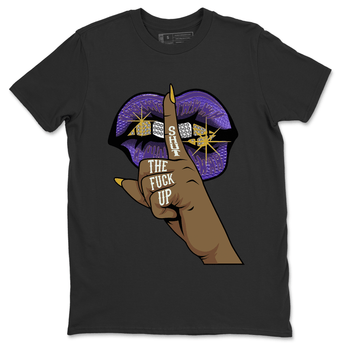Air Jordan 12 Field Purple Sneaker Match Tees Lips Hand Sneaker Tees Jordan Jordan 12 Lakers Sneaker Release Tees Unisex Shirts Black 2