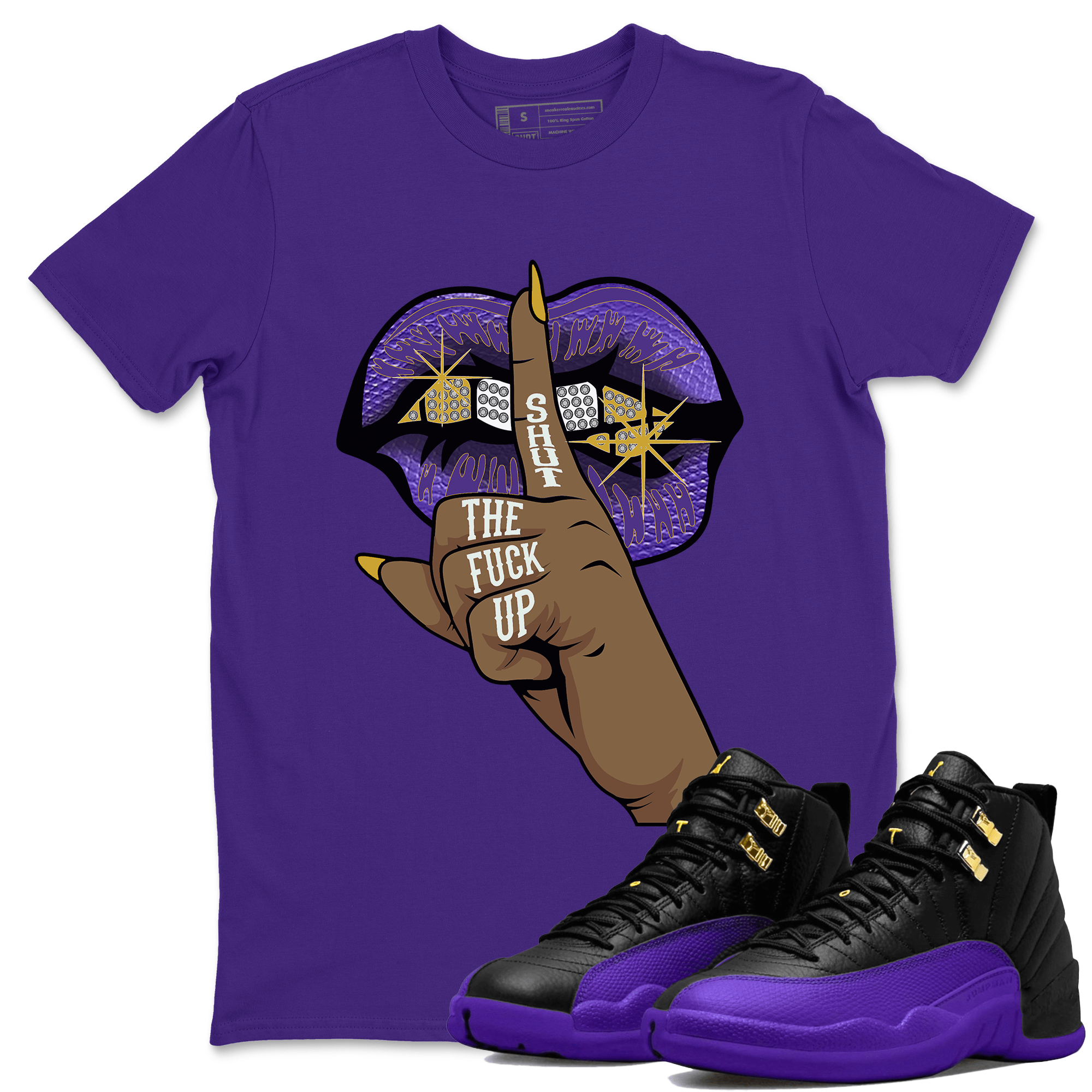 Air Jordan 12 Field Purple Sneaker Match Tees Lips Hand Sneaker Tees Jordan Jordan 12 Lakers Sneaker Release Tees Unisex Shirts Purple 1