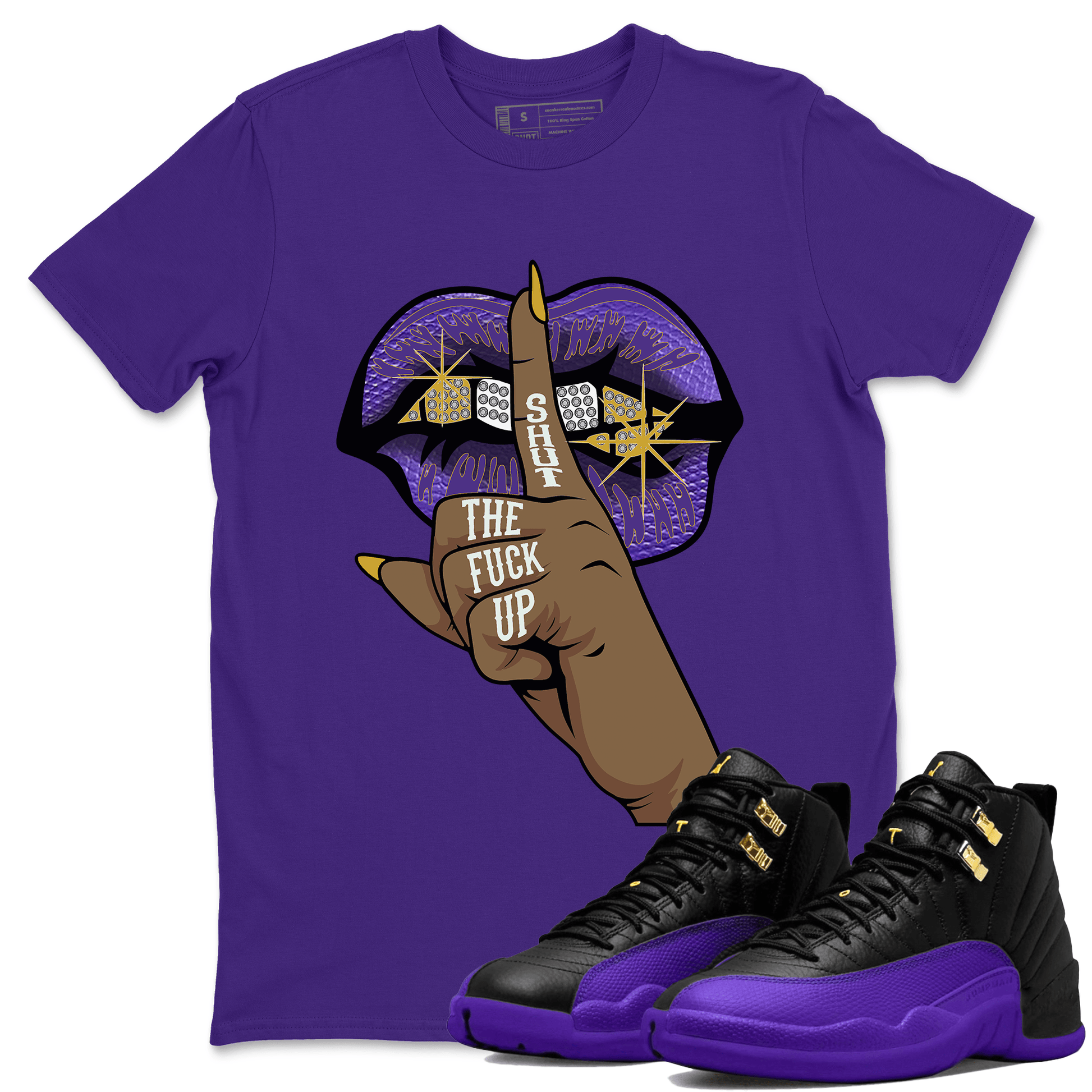Air Jordan 12 Field Purple Sneaker Match Tees Lips Hand Sneaker Tees Jordan Jordan 12 Lakers Sneaker Release Tees Unisex Shirts Purple 1
