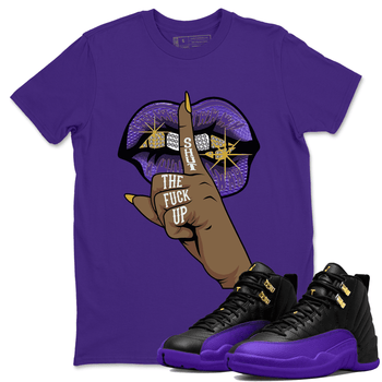 Air Jordan 12 Field Purple Sneaker Match Tees Lips Hand Sneaker Tees Jordan Jordan 12 Lakers Sneaker Release Tees Unisex Shirts Purple 1