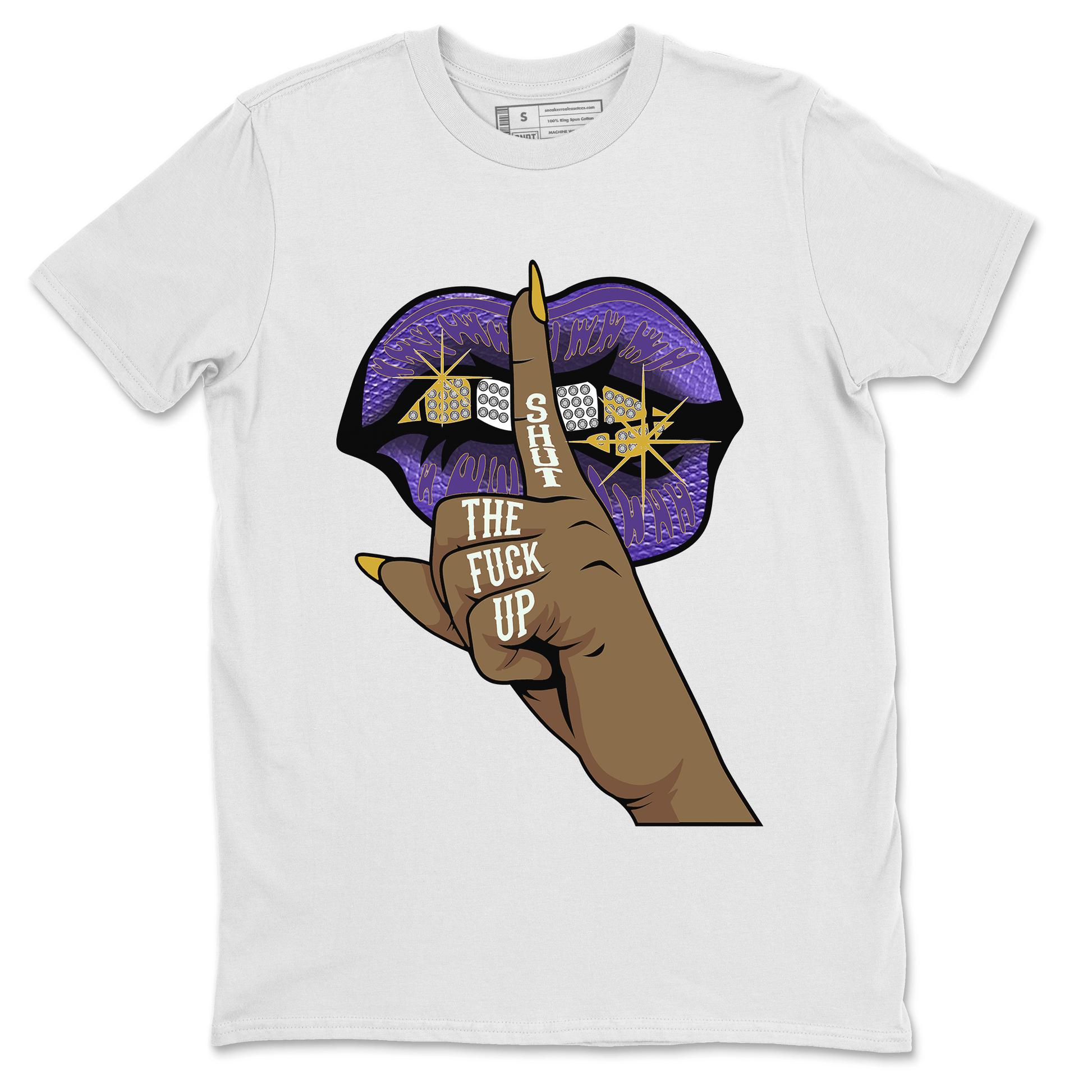 Air Jordan 12 Field Purple Sneaker Match Tees Lips Hand Sneaker Tees Jordan Jordan 12 Lakers Sneaker Release Tees Unisex Shirts White 2