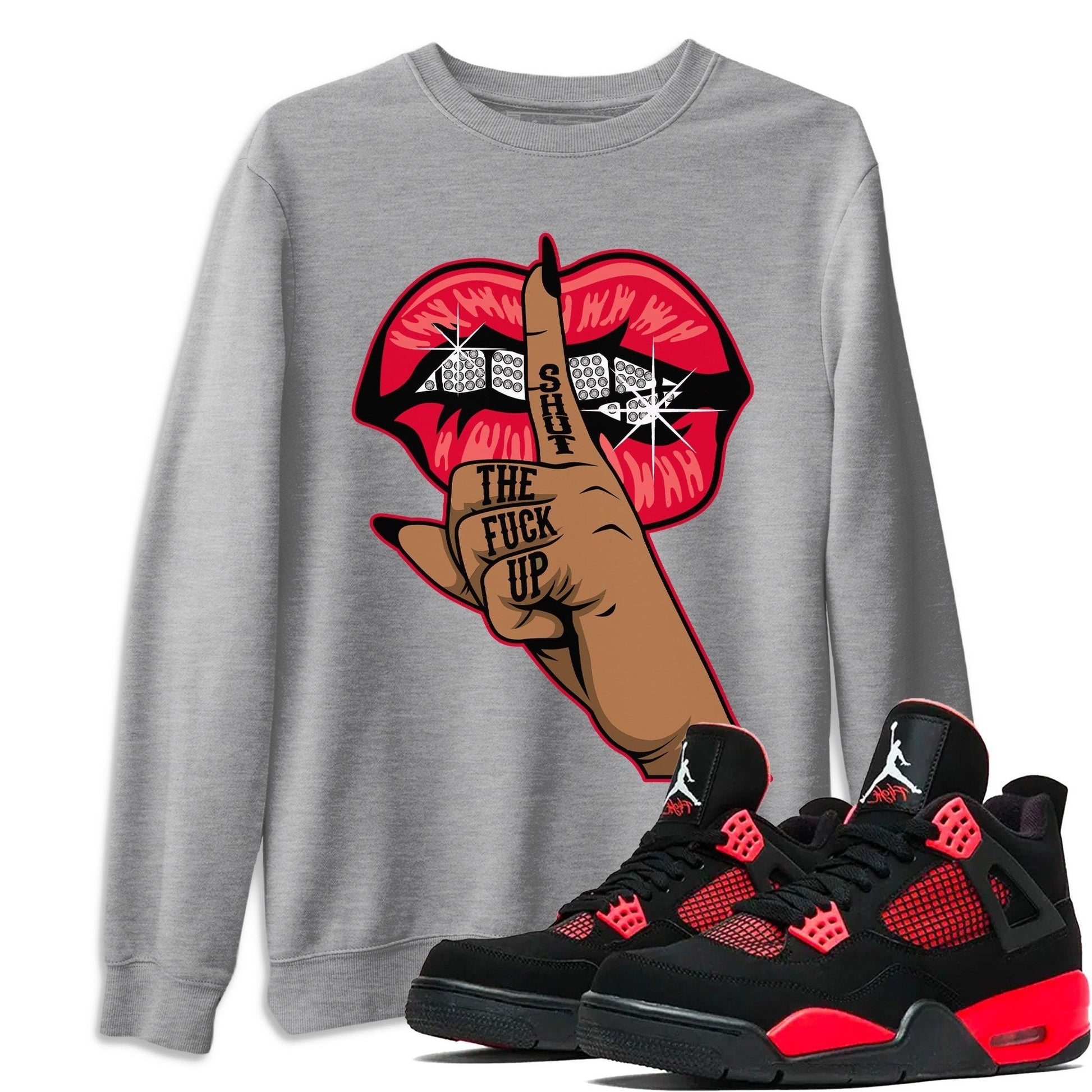 Jordan 4 Red Thunder Sneaker Match Tees Lips Hand Sneaker Tees Jordan 4 Red Thunder Sneaker Release Tees Unisex Shirts
