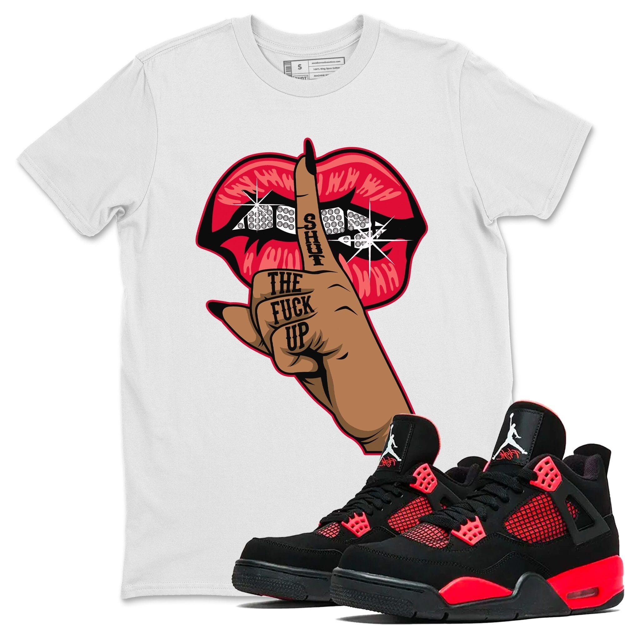 Jordan 4 Red Thunder Sneaker Match Tees Lips Hand Sneaker Tees Jordan 4 Red Thunder Sneaker Release Tees Unisex Shirts