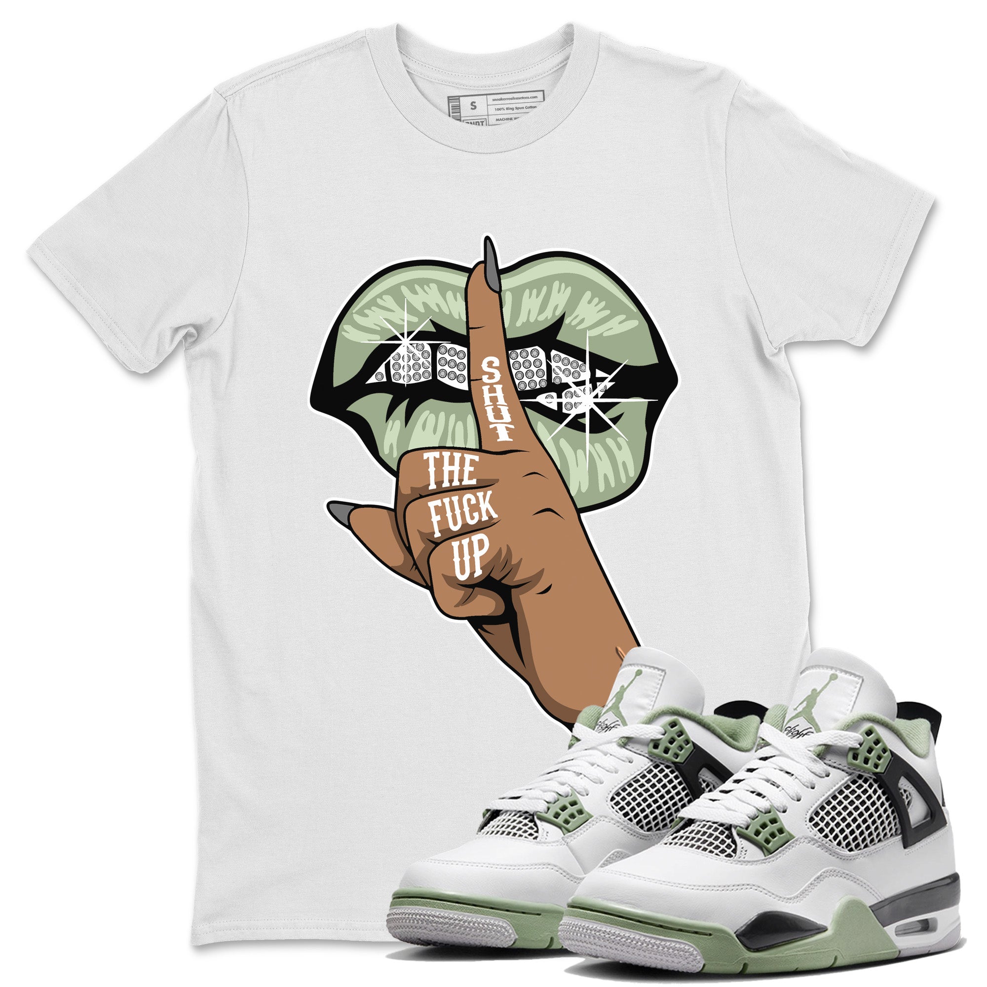 Jordan 4 Seafoam Sneaker Match Tees Lips Hand Sneaker Tees Jordan 4 Seafoam Sneaker Release Tees Unisex Shirts