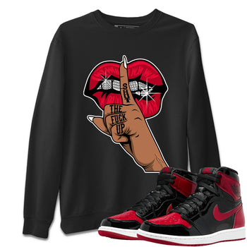 Jordan 1 Bred Patent Sneaker Match Tees Lips Hand Sneaker Tees Jordan 1 Bred Patent Sneaker Release Tees Unisex Shirts