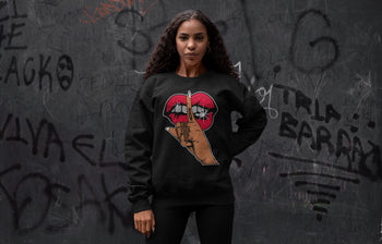 Jordan 1 Bred Patent Sneaker Match Tees Lips Hand Sneaker Tees Jordan 1 Bred Patent Sneaker Release Tees Unisex Shirts