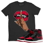Jordan 1 Bred Patent Sneaker Match Tees Lips Hand Sneaker Tees Jordan 1 Bred Patent Sneaker Release Tees Unisex Shirts