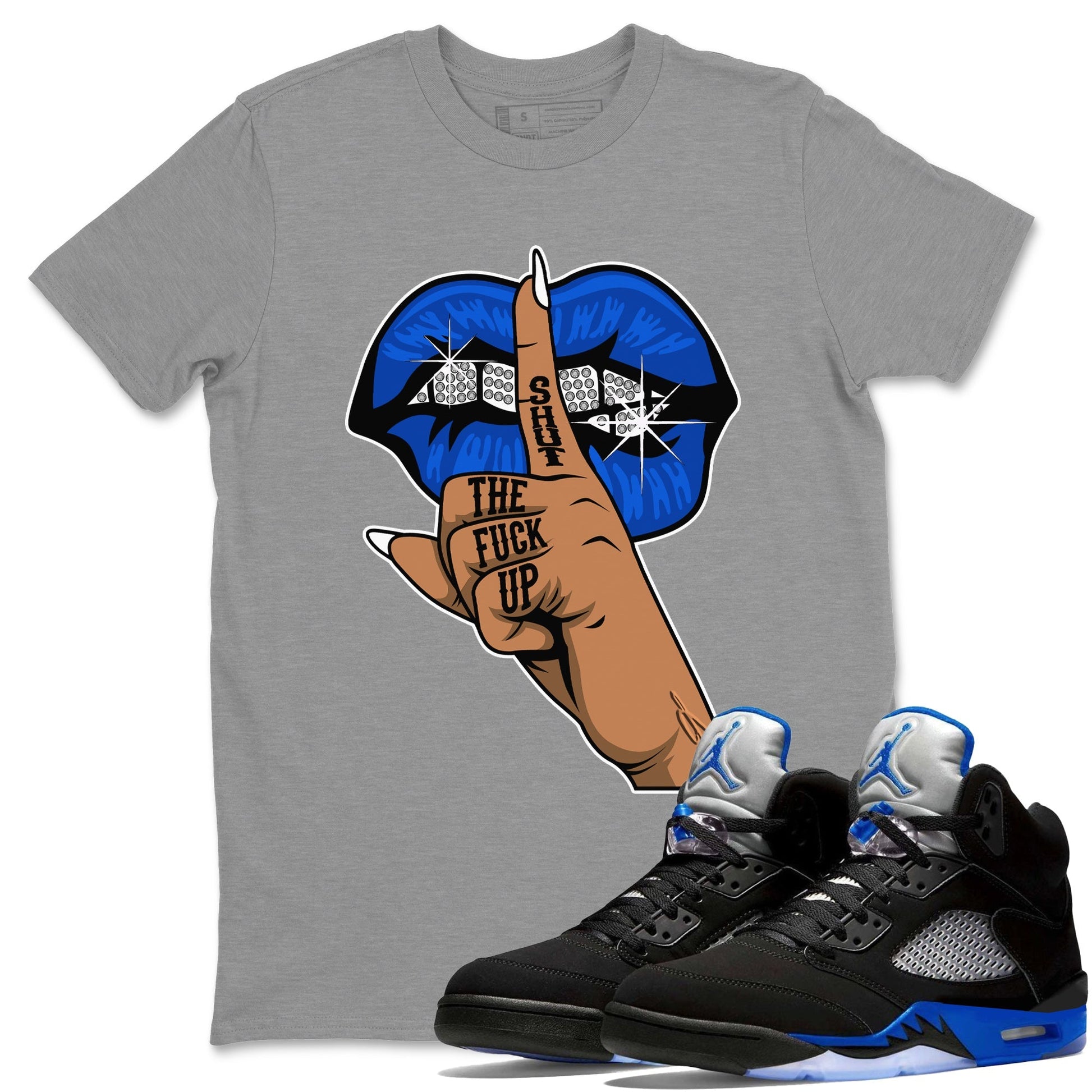 Jordan 5 Racer Blue Sneaker Match Tees Lips Hand Sneaker Tees Jordan 5 Racer Blue Sneaker Release Tees Unisex Shirts