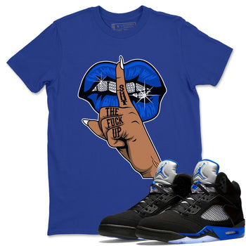 Jordan 5 Racer Blue Sneaker Match Tees Lips Hand Sneaker Tees Jordan 5 Racer Blue Sneaker Release Tees Unisex Shirts