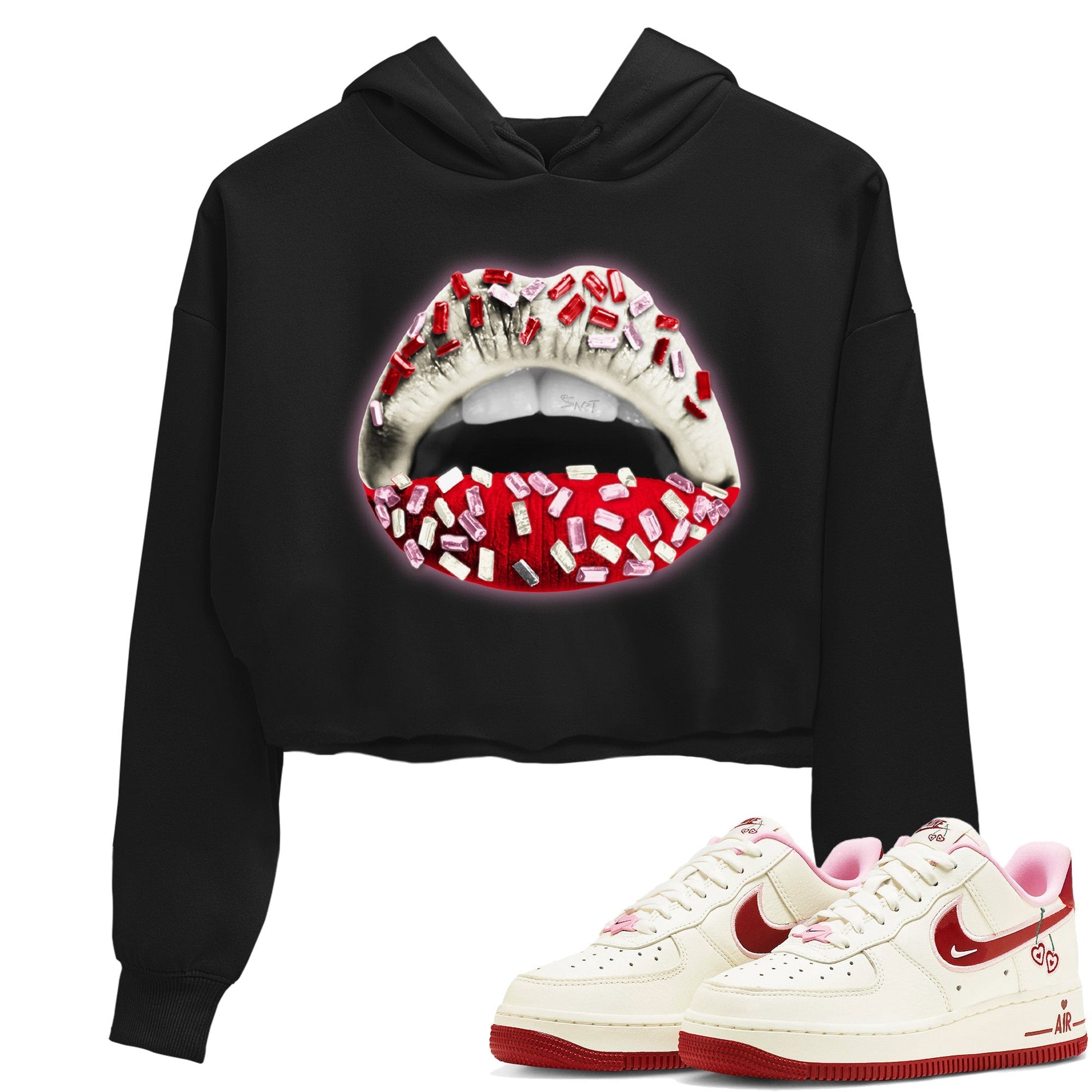 Air Force 1 Valentines Day Sneaker Match Tees Lips Jewel Sneaker Tees Air Force 1 Valentines Day Sneaker Release Tees Women's Shirts