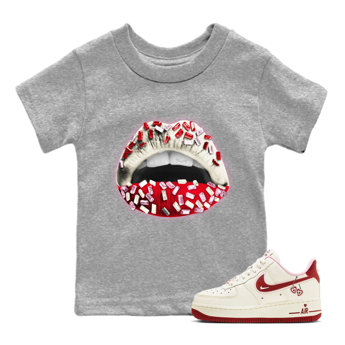 Air Force 1 Valentines Day Sneaker Match Tees Lips Jewel Sneaker Tees Air Force 1 Valentines Day Sneaker Release Tees Kids Shirts