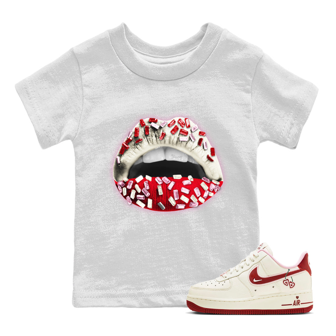 Air Force 1 Valentines Day Sneaker Match Tees Lips Jewel Sneaker Tees Air Force 1 Valentines Day Sneaker Release Tees Kids Shirts