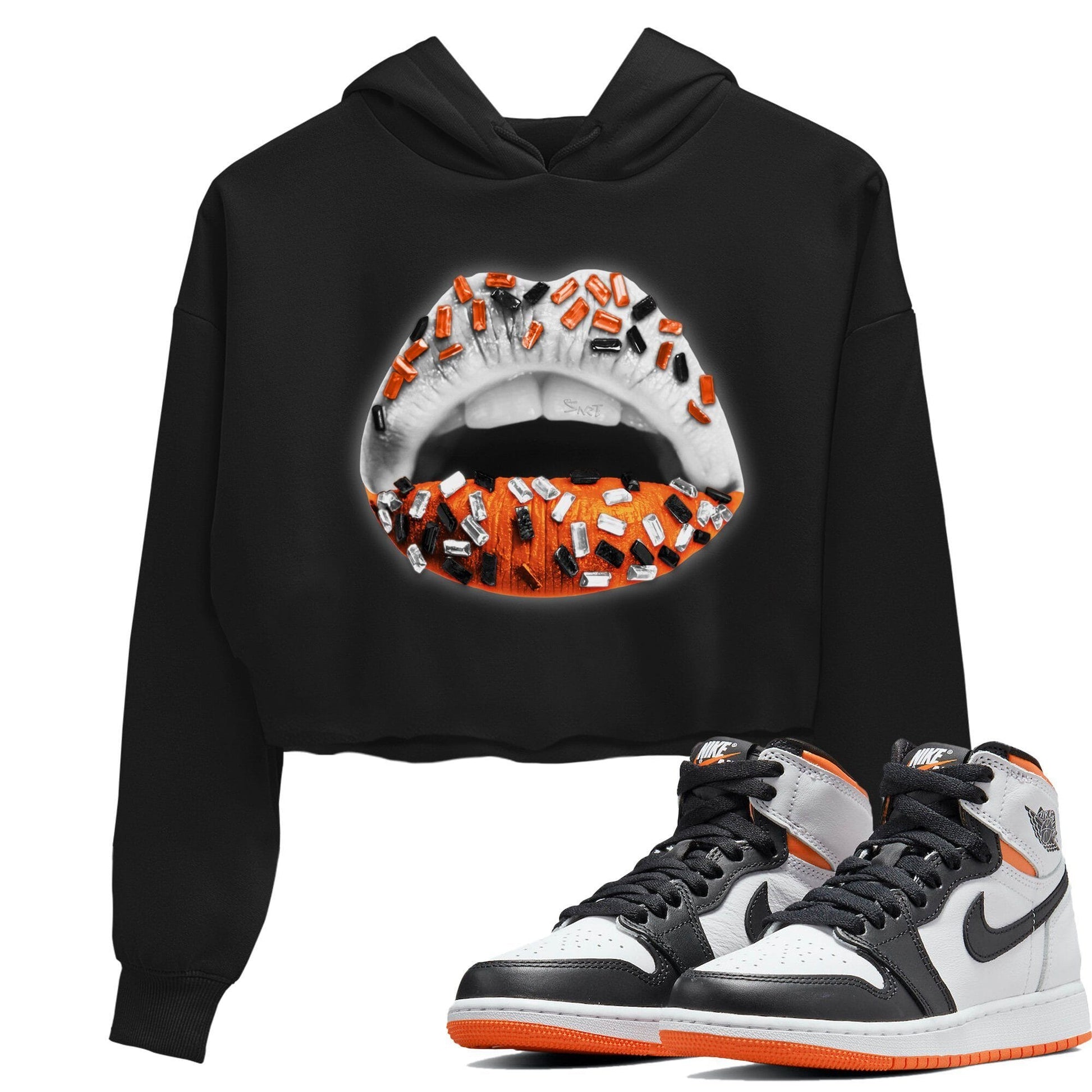 Jordan 1 Electro Orange Sneaker Match Tees Lips Jewel Sneaker Tees Jordan 1 Electro Orange Sneaker Release Tees Women's Shirts