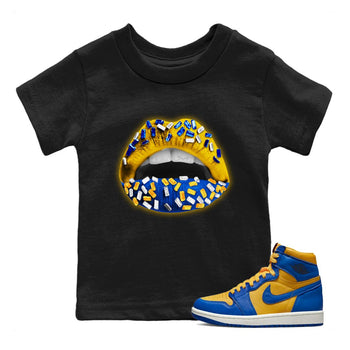 Jordan 1 Game Royal Varsity Maize Sneaker Match Tees Lips Jewel Sneaker Tees Jordan 1 Game Royal Varsity Maize Sneaker Release Tees Kids Shirts