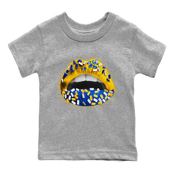 Jordan 1 Game Royal Varsity Maize Sneaker Match Tees Lips Jewel Sneaker Tees Jordan 1 Game Royal Varsity Maize Sneaker Release Tees Kids Shirts