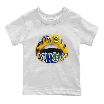 Jordan 1 Game Royal Varsity Maize Sneaker Match Tees Lips Jewel Sneaker Tees Jordan 1 Game Royal Varsity Maize Sneaker Release Tees Kids Shirts