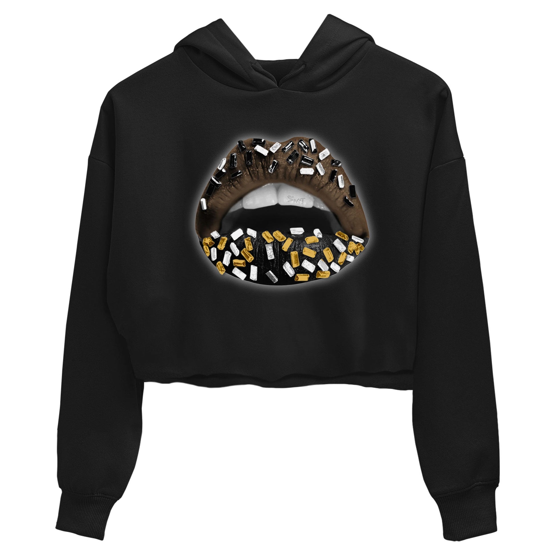 Air Jordan 1 Palomino shirt to match jordans Lips Jewel sneaker tees Air Jordan 1 High OG Palomino SNRT Sneaker Release Tees Black 2 Crop T-Shirt