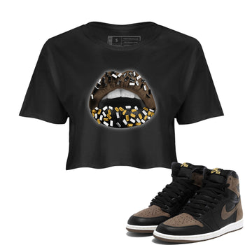 Air Jordan 1 Palomino shirt to match jordans Lips Jewel sneaker tees Air Jordan 1 High OG Palomino SNRT Sneaker Release Tees Black 1 Crop T-Shirt