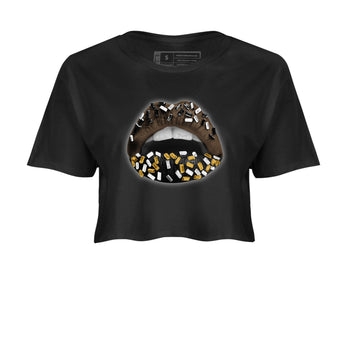 Air Jordan 1 Palomino shirt to match jordans Lips Jewel sneaker tees Air Jordan 1 High OG Palomino SNRT Sneaker Release Tees Black 2 Crop T-Shirt