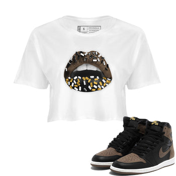 Air Jordan 1 Palomino shirt to match jordans Lips Jewel sneaker tees Air Jordan 1 High OG Palomino SNRT Sneaker Release Tees White 1 Crop T-Shirt