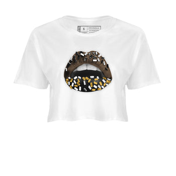 Air Jordan 1 Palomino shirt to match jordans Lips Jewel sneaker tees Air Jordan 1 High OG Palomino SNRT Sneaker Release Tees White 2 Crop T-Shirt