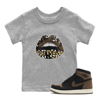 Air Jordan 1 Palomino shirt to match jordans Lips Jewel sneaker tees Air Jordan 1 High OG Palomino SNRT Sneaker Release Tees Baby Toddler Heather Grey 1 T-Shirt