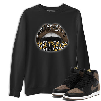 Air Jordan 1 Palomino shirt to match jordans Lips Jewel sneaker tees Air Jordan 1 High OG Palomino SNRT Sneaker Release Tees Crew Neck Casual Unisex Black 1 T-Shirt