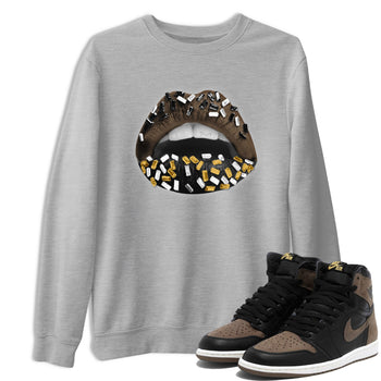 Air Jordan 1 Palomino shirt to match jordans Lips Jewel sneaker tees Air Jordan 1 High OG Palomino SNRT Sneaker Release Tees Crew Neck Casual Unisex Heather Grey 1 T-Shirt