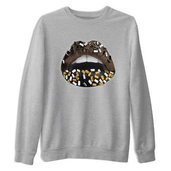 Air Jordan 1 Palomino shirt to match jordans Lips Jewel sneaker tees Air Jordan 1 High OG Palomino SNRT Sneaker Release Tees Crew Neck Casual Unisex Heather Grey 2 T-Shirt
