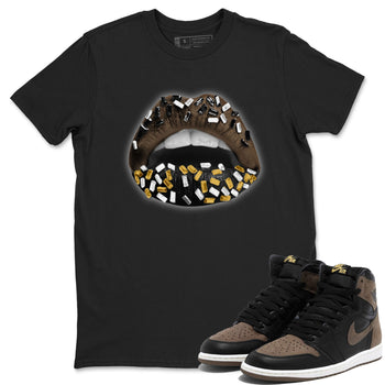 Air Jordan 1 Palomino shirt to match jordans Lips Jewel sneaker tees Air Jordan 1 High OG Palomino SNRT Sneaker Release Tees Crew Neck Casual Unisex Black 1 T-Shirt