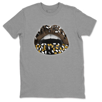 Air Jordan 1 Palomino shirt to match jordans Lips Jewel sneaker tees Air Jordan 1 High OG Palomino SNRT Sneaker Release Tees Crew Neck Casual Unisex Heather Grey 2 T-Shirt