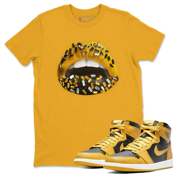 Jordan 1 Pollen Sneaker Match Tees Lips Jewel Sneaker Tees Jordan 1 Pollen Sneaker Release Tees Unisex Shirts
