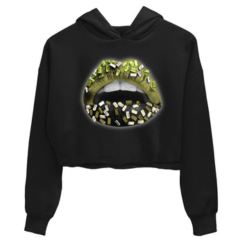 Jordan 1 Low x Travis Scott Golf Olive shirt to match jordans Lips Jewel sneaker tees Air Jordan 1 Travis Scott Olive SNRT Sneaker Release Tees Black 2 Crop T-Shirt