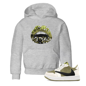 Jordan 1 Low x Travis Scott Golf Olive shirt to match jordans Lips Jewel sneaker tees Air Jordan 1 Travis Scott Olive SNRT Sneaker Release Tees Baby Toddler Heather Grey 1 T-Shirt