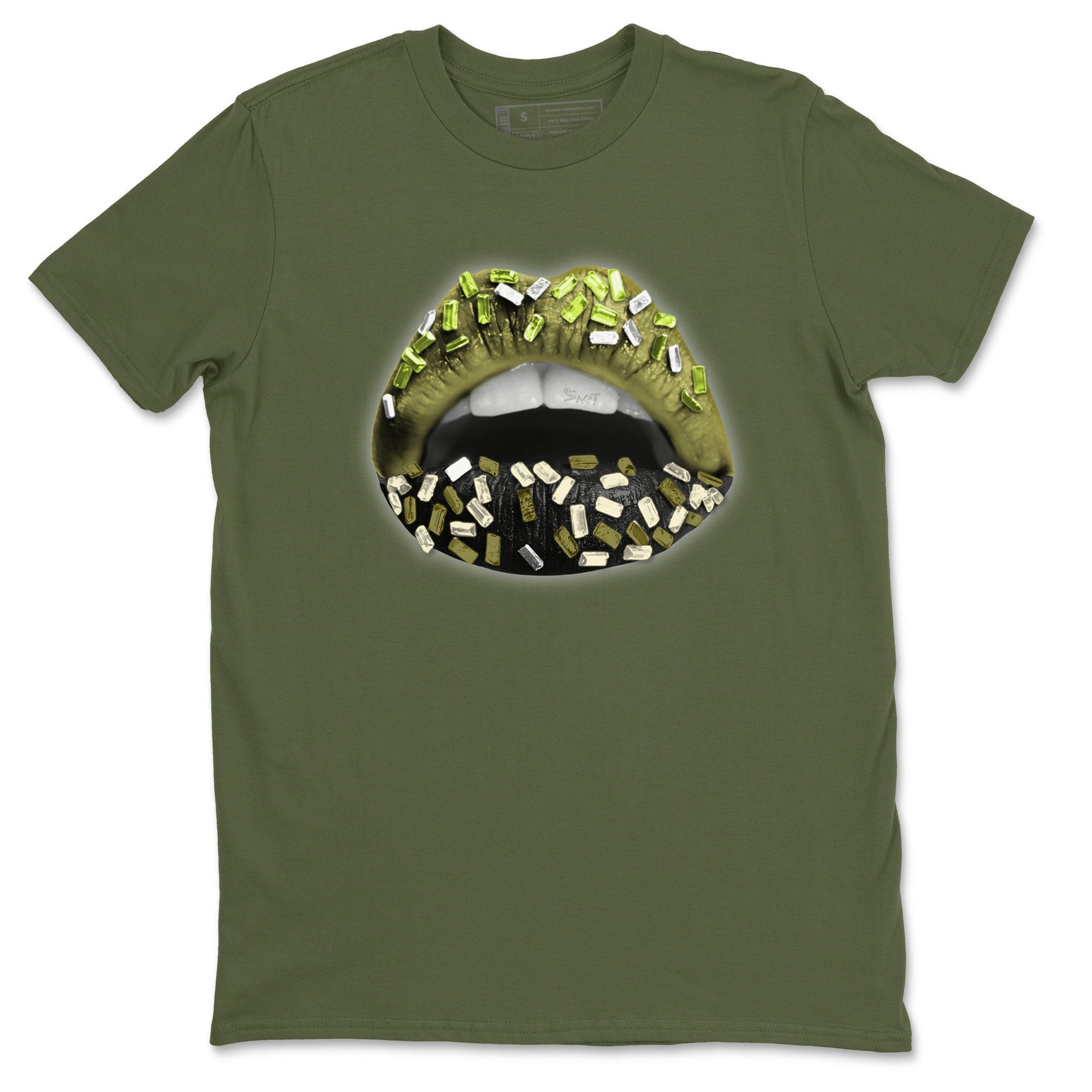 Jordan 1 Low x Travis Scott Golf Olive shirt to match jordans Lips Jewel sneaker tees Air Jordan 1 Travis Scott Olive SNRT Sneaker Release Tees Unisex Military Green 2 T-Shirt
