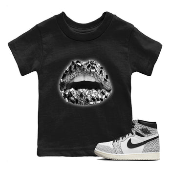 Jordan 1 White Cement Sneaker Match Tees Lips Jewel Sneaker Tees Jordan 1 White Cement Sneaker Release Tees Kids Shirts