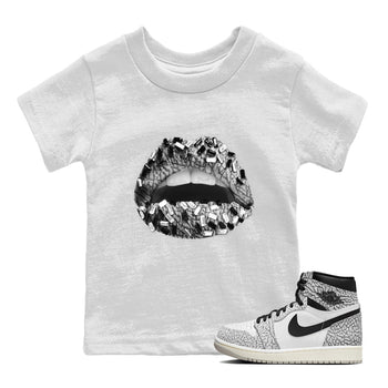 Jordan 1 White Cement Sneaker Match Tees Lips Jewel Sneaker Tees Jordan 1 White Cement Sneaker Release Tees Kids Shirts