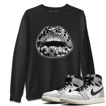Jordan 1 White Cement Sneaker Match Tees Lips Jewel Sneaker Tees Jordan 1 White Cement Sneaker Release Tees Unisex Shirts