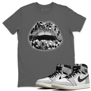 Jordan 1 White Cement Sneaker Match Tees Lips Jewel Sneaker Tees Jordan 1 White Cement Sneaker Release Tees Unisex Shirts