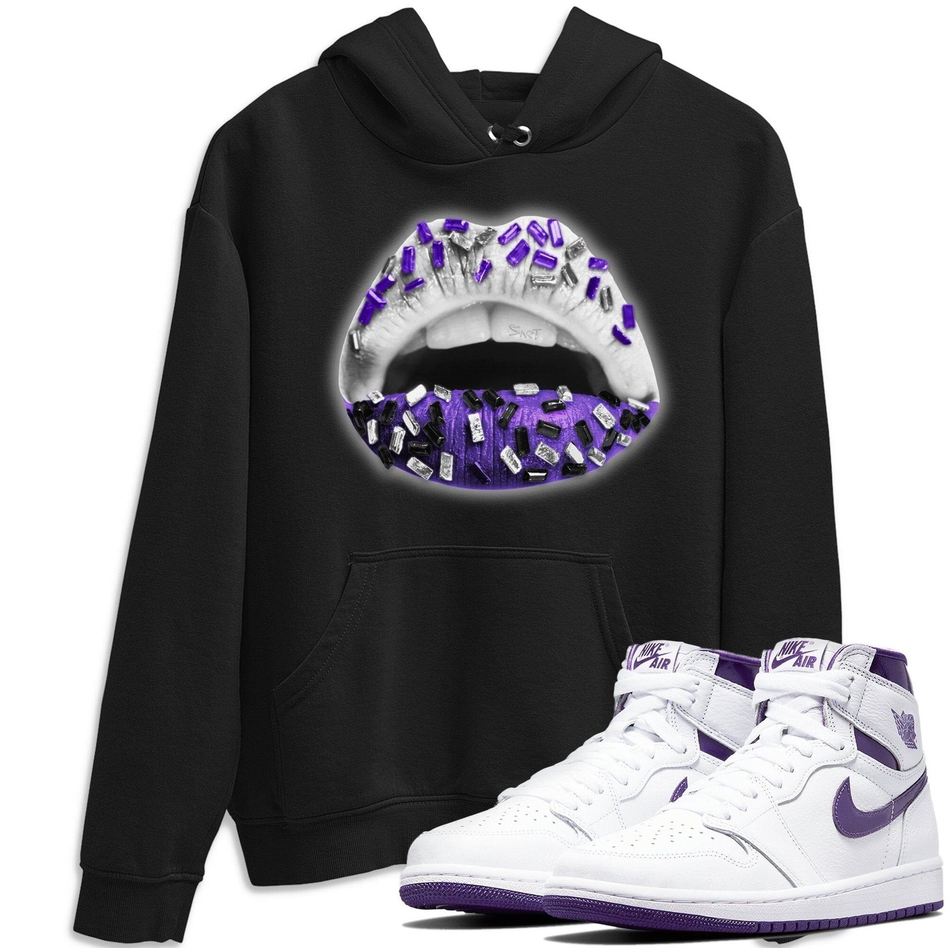 Jordan 1 WMNS Court Purple Sneaker Match Tees Lips Jewel Sneaker Tees Jordan 1 WMNS Court Purple Sneaker Release Tees Unisex Shirts