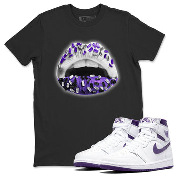 Jordan 1 WMNS Court Purple Sneaker Match Tees Lips Jewel Sneaker Tees Jordan 1 WMNS Court Purple Sneaker Release Tees Unisex Shirts