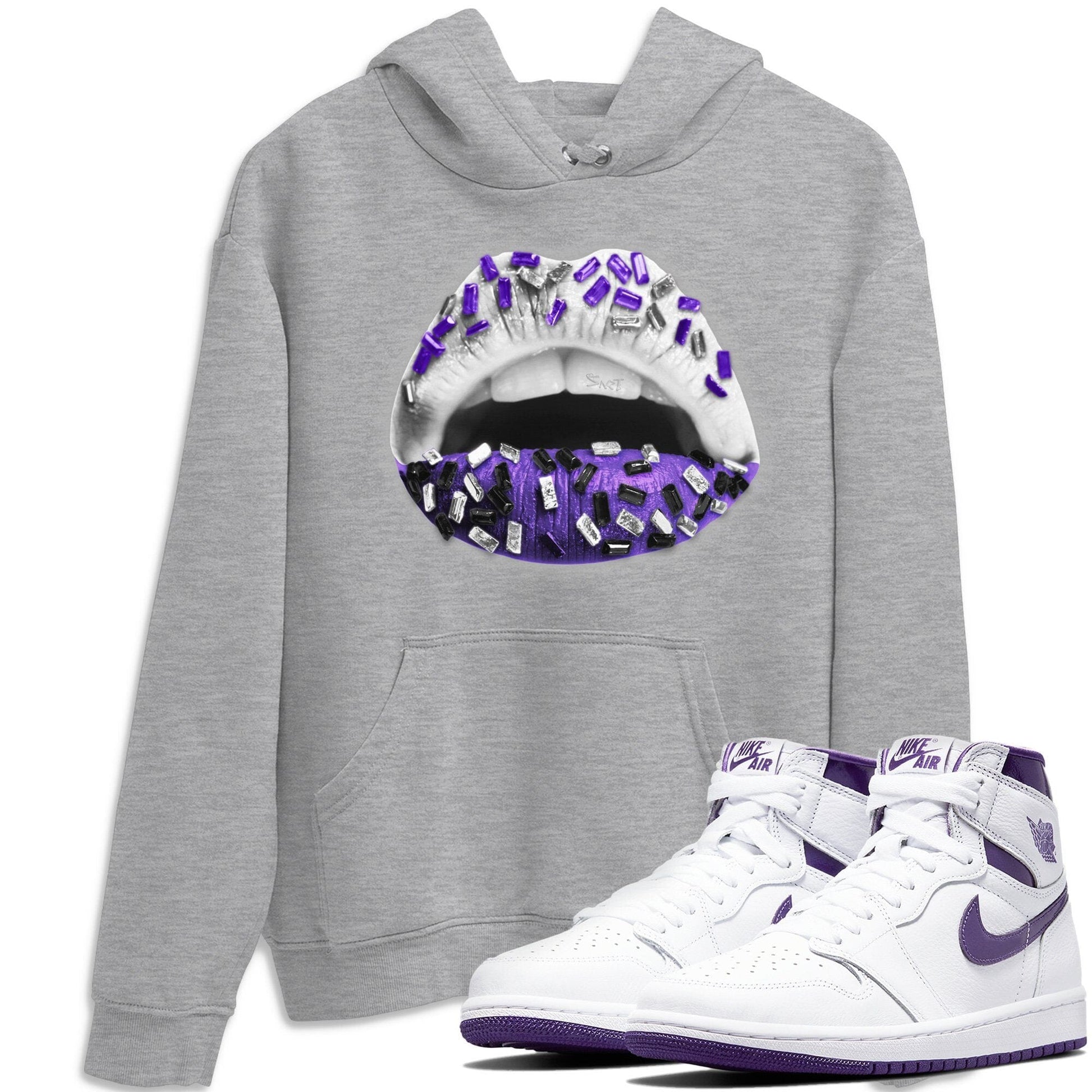 Jordan 1 WMNS Court Purple Sneaker Match Tees Lips Jewel Sneaker Tees Jordan 1 WMNS Court Purple Sneaker Release Tees Unisex Shirts
