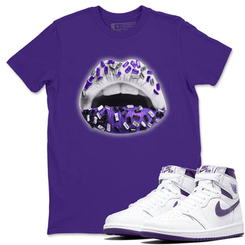 Jordan 1 WMNS Court Purple Sneaker Match Tees Lips Jewel Sneaker Tees Jordan 1 WMNS Court Purple Sneaker Release Tees Unisex Shirts