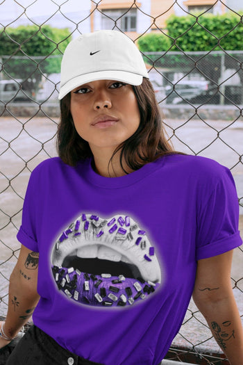 Jordan 1 WMNS Court Purple Sneaker Match Tees Lips Jewel Sneaker Tees Jordan 1 WMNS Court Purple Sneaker Release Tees Unisex Shirts