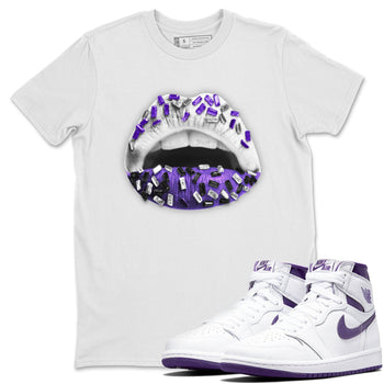 Jordan 1 WMNS Court Purple Sneaker Match Tees Lips Jewel Sneaker Tees Jordan 1 WMNS Court Purple Sneaker Release Tees Unisex Shirts